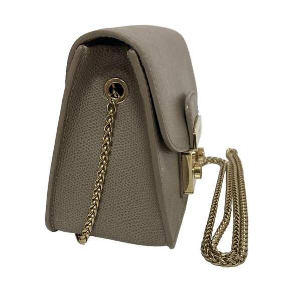 Auth FURLA Metropolis - Gray Beige Leather Shoulder Bag - Picture 5 of 9